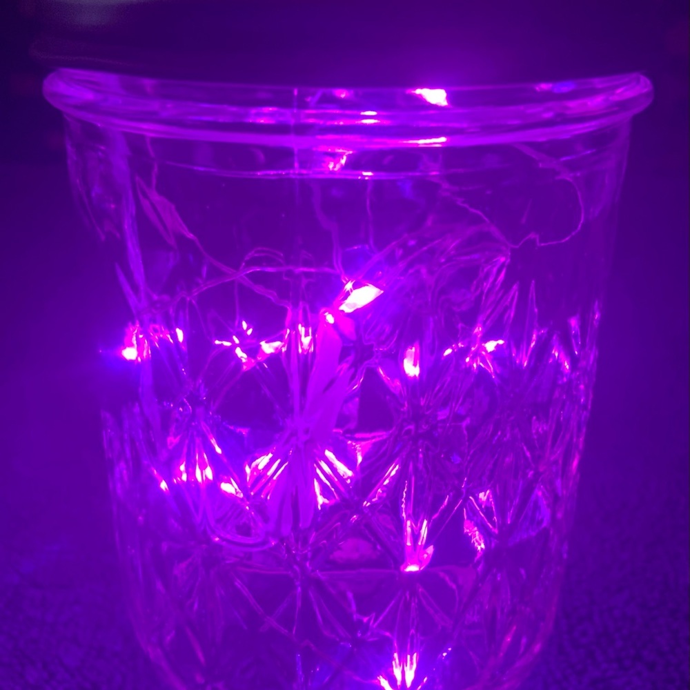 PINK 1/2 PINT MASON JAR w/ LED FAIRY-LIGHTS/HANDMADE/NWT - Picture 4 of 12